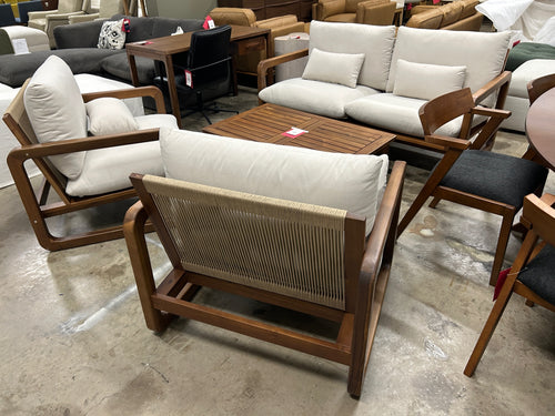 Laholm Outdoor Loveseat & Lounge Chair Set - Dravite Ivory