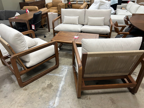 Laholm Outdoor Loveseat & Lounge Chair Set - Dravite Ivory