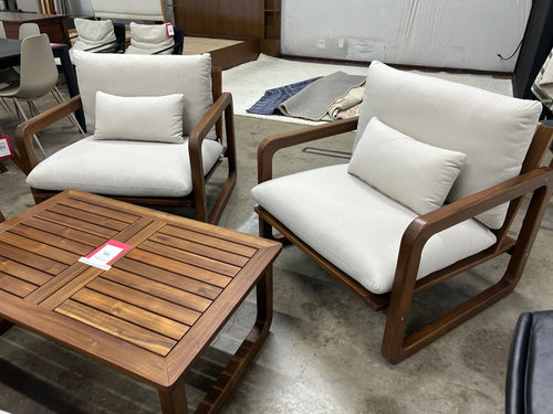 Laholm Outdoor Loveseat & Lounge Chair Set - Dravite Ivory