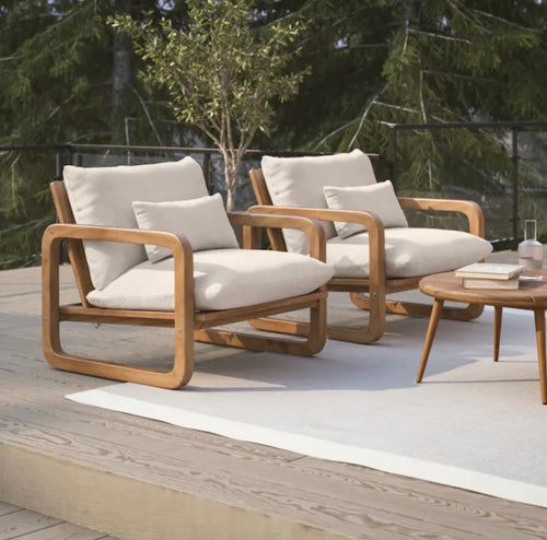 Laholm Outdoor Loveseat & Lounge Chair Set - Dravite Ivory