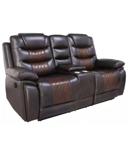 Bison Commerce Nikko Powered Console Loveseat - Brown