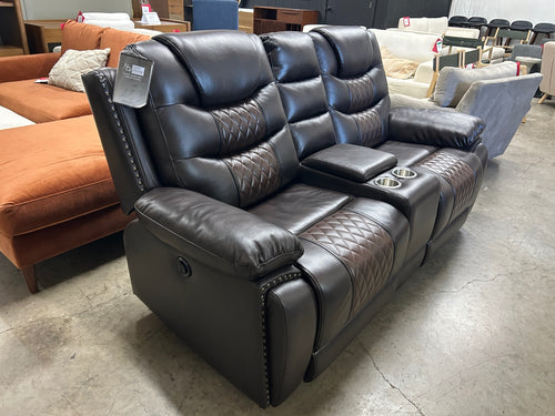 Bison Commerce Nikko Powered Console Loveseat - Brown