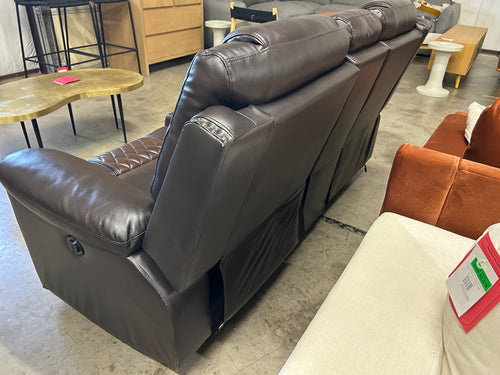 Bison Commerce Nikko Powered Console Loveseat - Brown