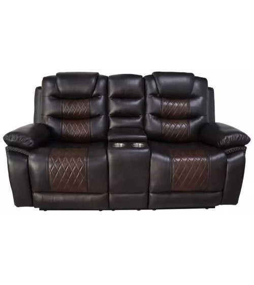 Bison Commerce Nikko Powered Console Loveseat - Brown
