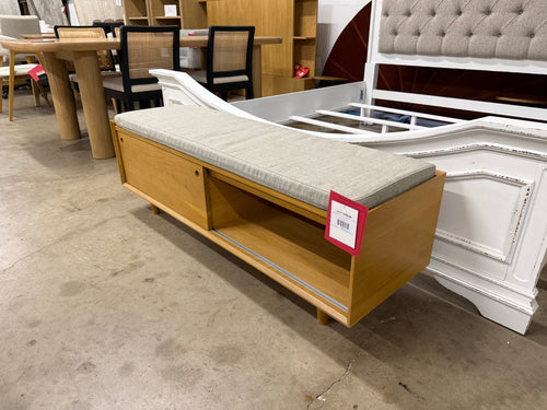 Nederin 55.5" Storage Bench - Oak And Rain Cloud Gray
