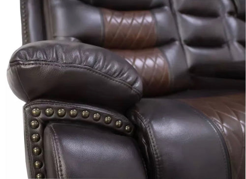 Bison Commerce Nikko Powered Console Loveseat - Brown