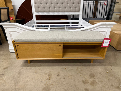 Nederin 55.5" Storage Bench - Oak And Rain Cloud Gray