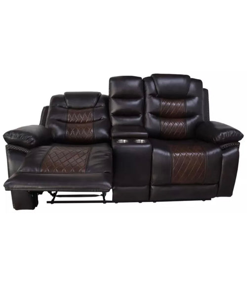 Bison Commerce Nikko Powered Console Loveseat - Brown