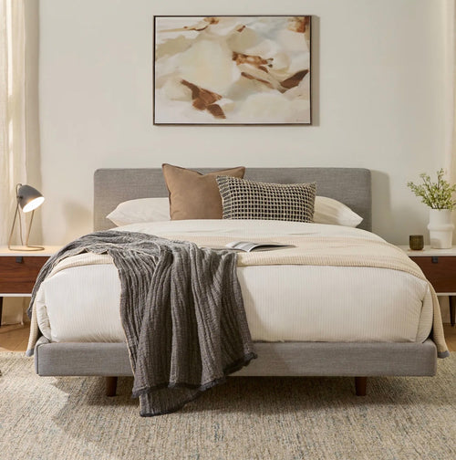 Tessu Queen Low Profile Upholstered Bed - Glaze Gray