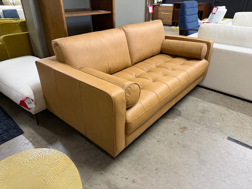 Sven 72" Tufted Leather Loveseat - Charme Tan