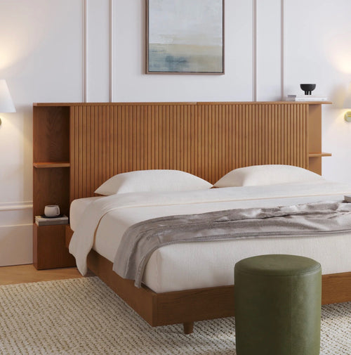 Kouva King Storage Headboard - Smoked Oak