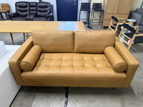 Sven 72" Tufted Leather Loveseat - Charme Tan