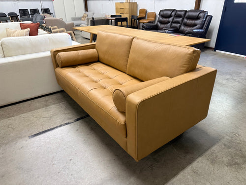 Sven 72" Tufted Leather Loveseat - Charme Tan
