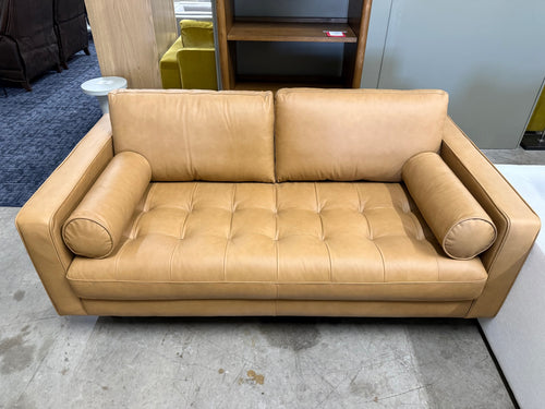 Sven 72" Tufted Leather Loveseat - Charme Tan