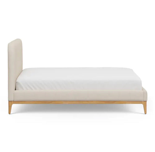 Rosin King Upholstered Bed - Natural Oak And Sand Ivory