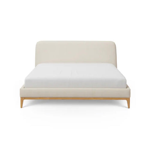 Rosin King Upholstered Bed - Natural Oak And Sand Ivory