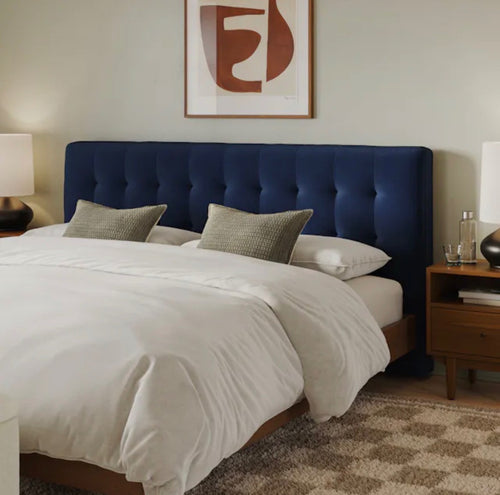 Sven King Tufted Velvet Headboard - Plush Cascadia Blue
