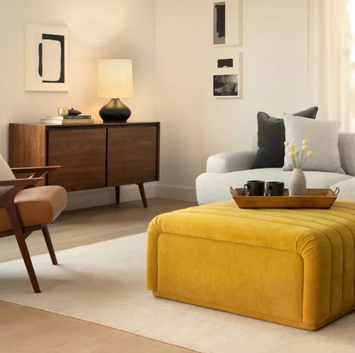 Sefto 39.5" Ottoman - Marigold Yellow