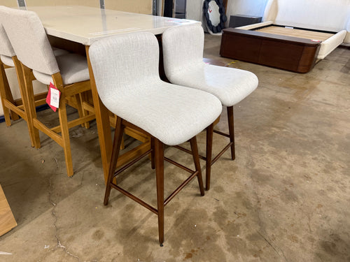 Pair of Sede Swivel Counter Stools - Walnut and Mist Gray