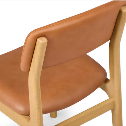 Set of 4 Vila Leather Dining Chairs - White Oak And Lucia Tan