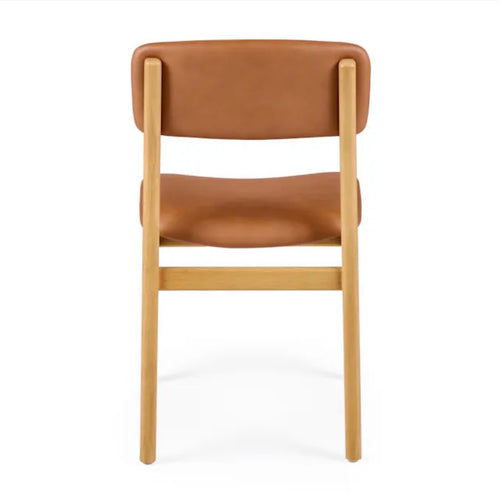 Set of 4 Vila Leather Dining Chairs - White Oak And Lucia Tan