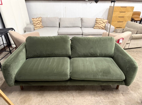 Sanders 85.5" Velvet Sofa - Plush Pacific Gree, Performance Velvet