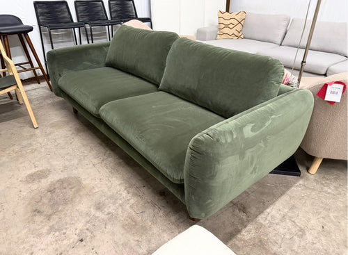 Sanders 85.5" Velvet Sofa - Plush Pacific Gree, Performance Velvet