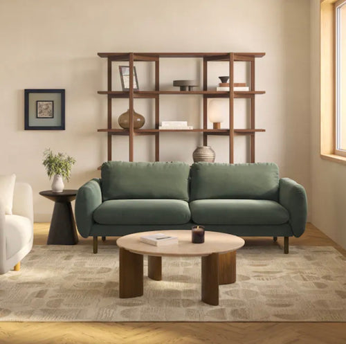 Sanders 85.5" Velvet Sofa - Plush Pacific Gree, Performance Velvet