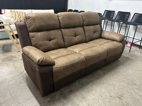 Glendale Brown Microfiber Double Reclining Sofa