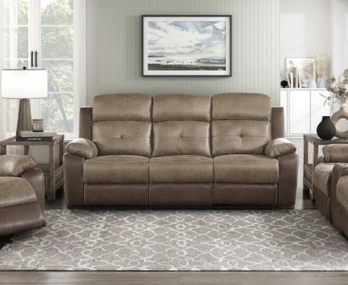 Glendale Brown Microfiber Double Reclining Sofa