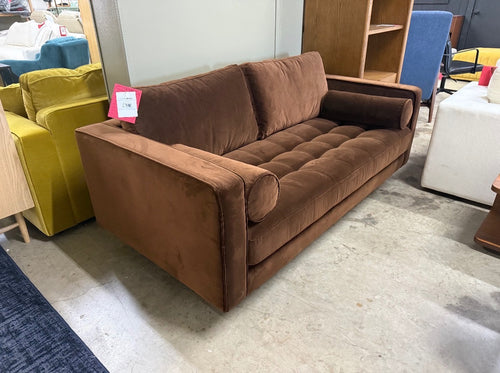 Sven 72" Tufted Velvet Loveseat - Plush Pacific Brown, Performance Velvet