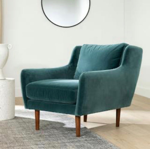 Pair of Matrix 30.5" Velvet Lounge Chairs - Pacific Blue
