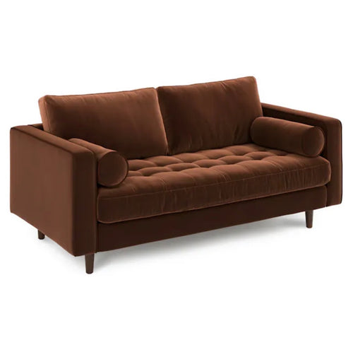 Sven 72" Tufted Velvet Loveseat - Plush Pacific Brown, Performance Velvet