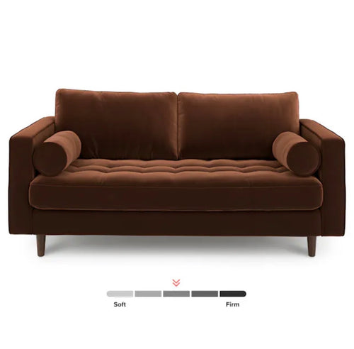 Sven 72" Tufted Velvet Loveseat - Plush Pacific Brown, Performance Velvet