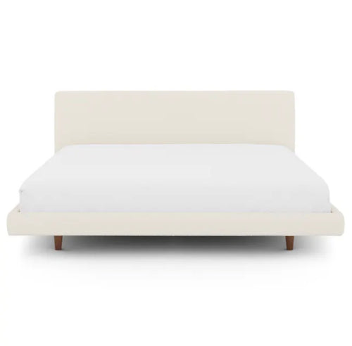 Tessu King Low Profile Upholstered Bed - Ivory Wool Bouclé