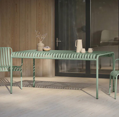 Sarek 67" Outdoor Dining Table And Bench Set - Khaki Green