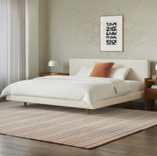 Tessu King Low Profile Upholstered Bed - Ivory Wool Bouclé