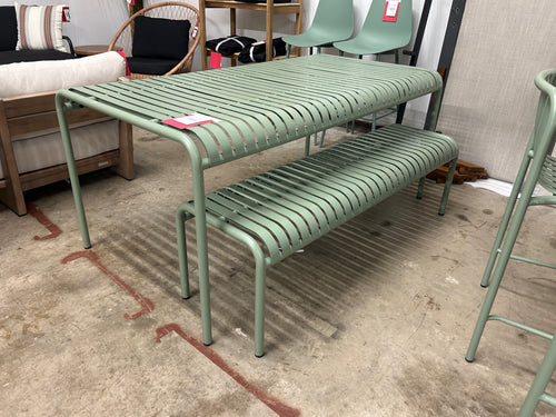 Sarek 67" Outdoor Dining Table And Bench Set - Khaki Green