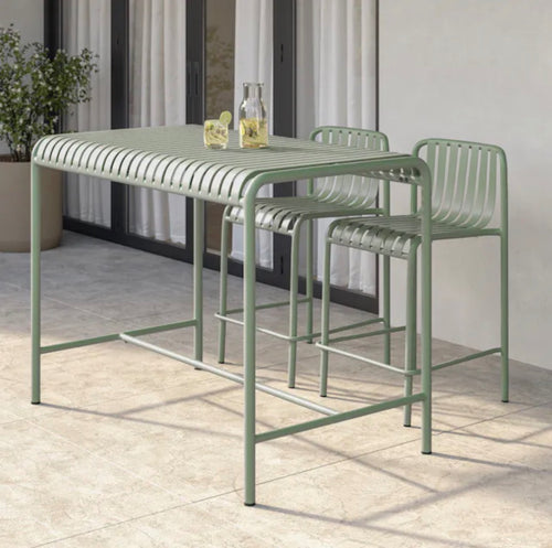Sarek 51" Outdoor Bar Table And Counter Stool Set - Khaki Green