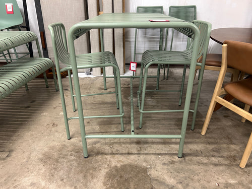Sarek 51" Outdoor Bar Table And Counter Stool Set - Khaki Green