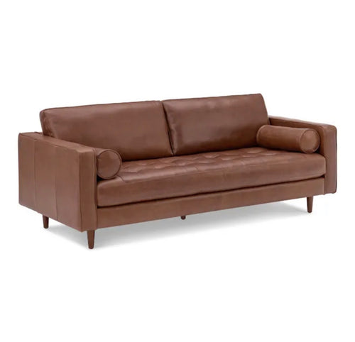 Sven 88" Tufted Leather Sofa - Taos Brown