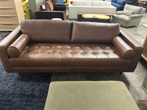 Sven 88" Tufted Leather Sofa - Taos Brown