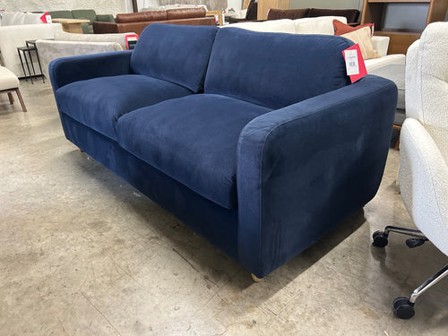 Vati 80" Velvet Sofa Bed - Natural Oak And Hale Ink