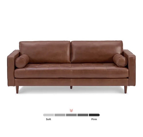 Sven 88" Tufted Leather Sofa - Taos Brown