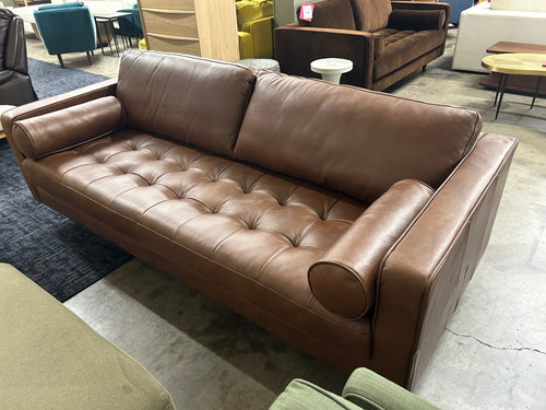 Sven 88" Tufted Leather Sofa - Taos Brown
