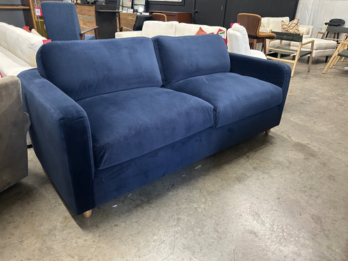 Vati 80" Velvet Sofa Bed - Natural Oak And Hale Ink