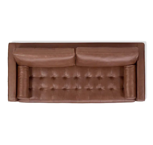 Sven 88" Tufted Leather Sofa - Taos Brown