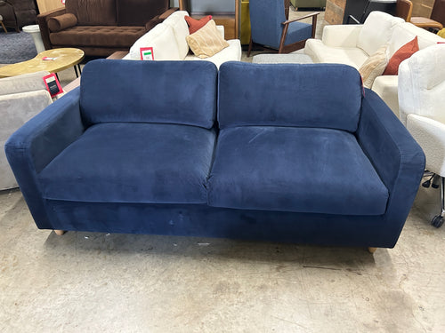 Vati 80" Velvet Sofa Bed - Natural Oak And Hale Ink