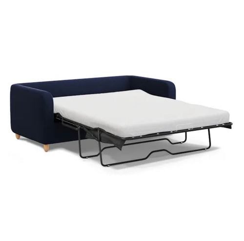 Vati 80" Velvet Sofa Bed - Natural Oak And Hale Ink