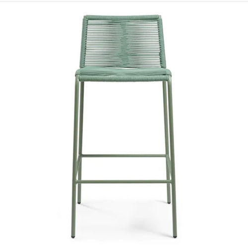 Pair of Zina Outdoor Bar Stools - Khaki Green